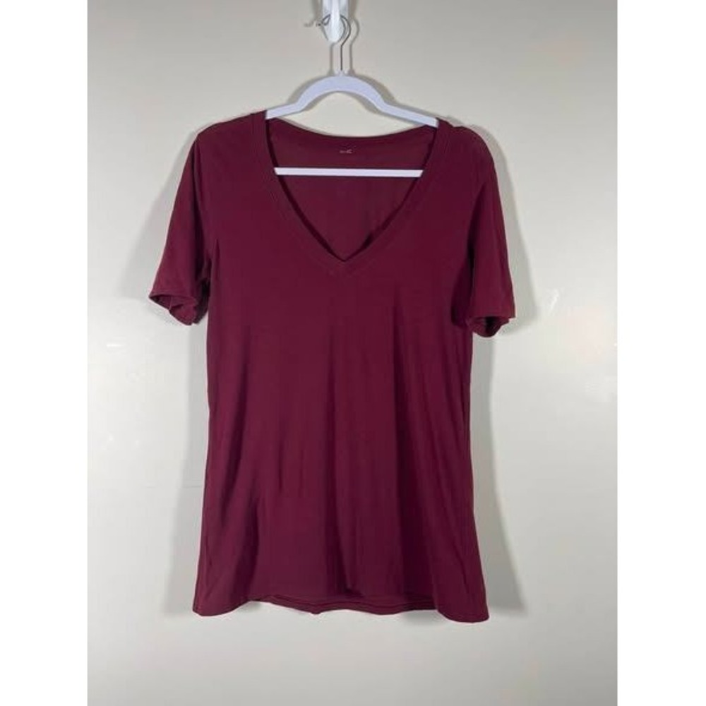 Lululemon Love Short Sleeve Tee Wms 6 Garnet V-Neck Pima Cotton Blend
